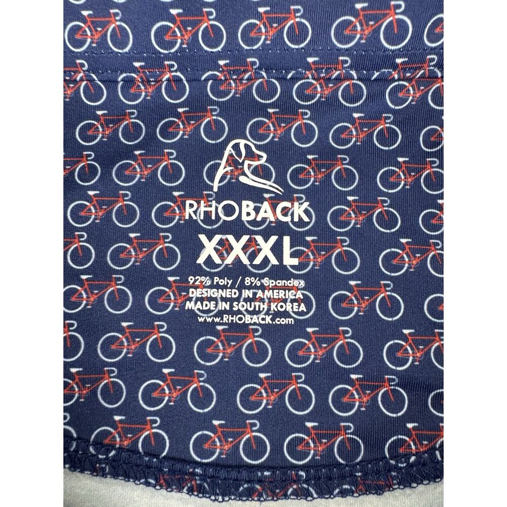 Mens Rhoback Blue Bicycle Print Performance Golf Polo Shirt Size XXXL 3X - Picture 5 of 8
